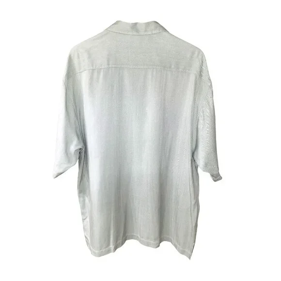 Tommy Bahama Mens Light Blue 100% Silk Short Sleeve Button-Up Shirt Size L - Picture 2 of 3